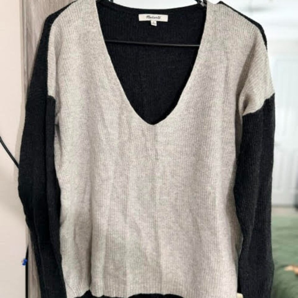 MADEWELL | M | Grey and Black crew neck sweater